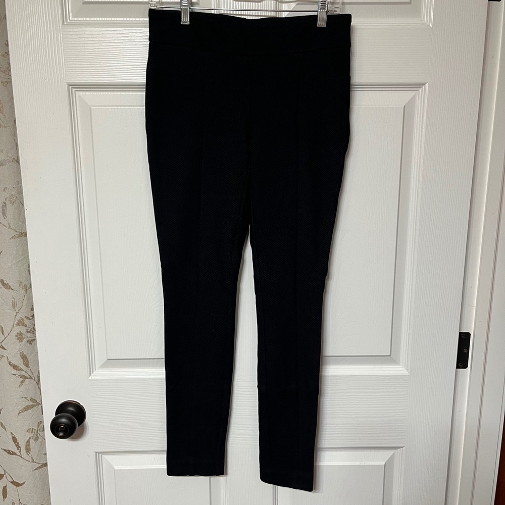 Hilary Radley Women Black Textured Slim Leg Pants Size S‎